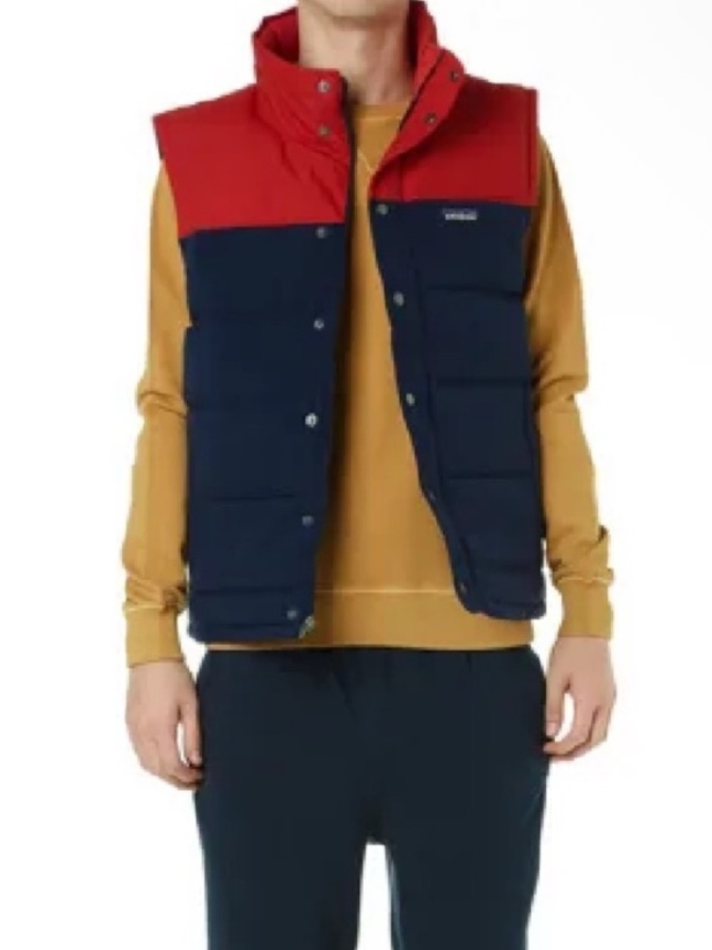 Patagonia Bivy Down Vest Zip Puffer Red Blue